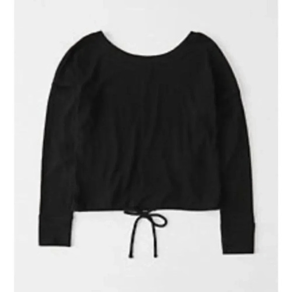 Abercrombie Fitch Soft AF Cozy Sweater Pullover Top XS Black Tie Waist Grunge - Picture 1 of 6